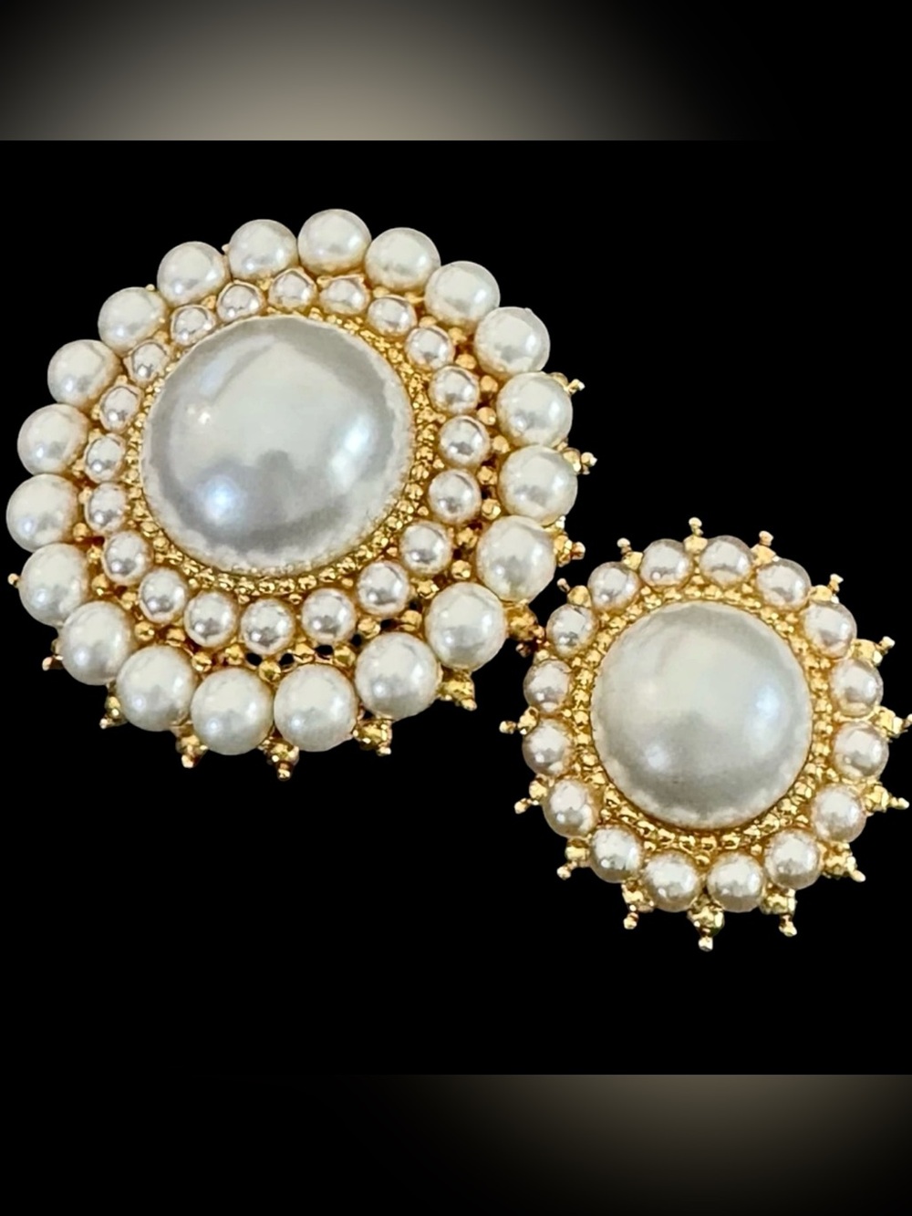 Vintage JBK Camrose & Kross Faux Pearl Halo Mother Daughter Brooch Pin Set
